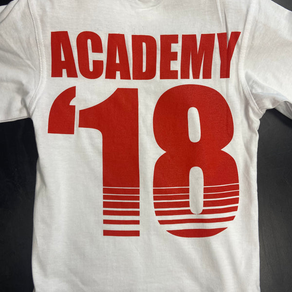 LVLUP WHITE & RED "18" ACADEMY TEE