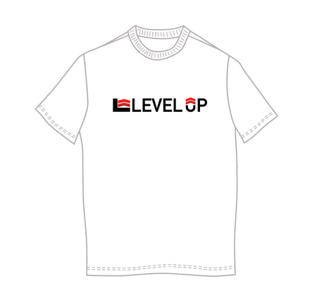 WHITE LVLUP STACKED TEE