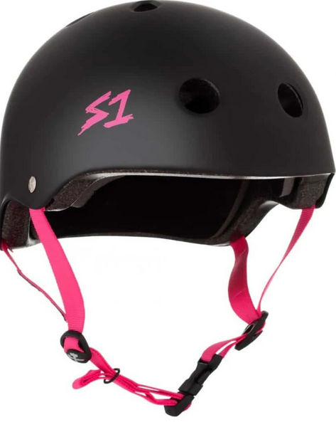 S1 Lifer Helmet Matte Black with Pink Straps